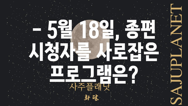 5월 18일 종합편성 채널 시청률| 어떤 방송이 인기였을까? | 시청률 순위, 프로그램 분석