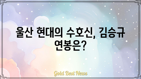 김승규 연봉| 축구 스타의 연봉은 얼마일까? | K리그, 울산 현대, 골키퍼