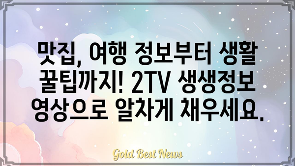 2TV 생생정보 공식 영상 모음 | 맛집, 여행, 정보, 꿀팁